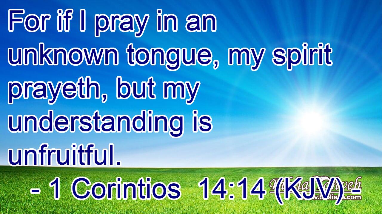 For if I pray in an unknown tongue, my spirit prayeth, but my understanding is unfruitful.