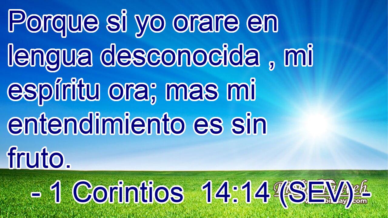 Porque si yo orare en lengua desconocida , mi espíritu ora; mas mi entendimiento es sin fruto.