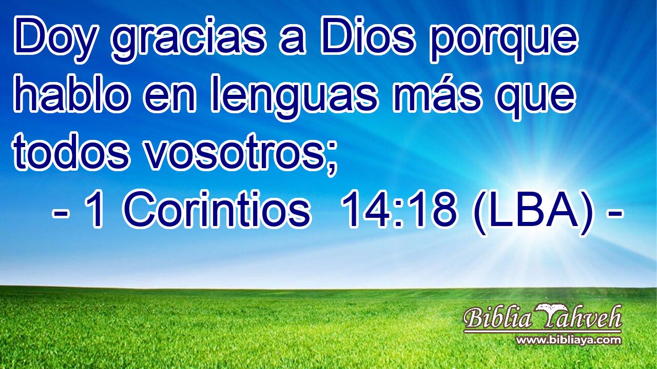 Doy gracias a Dios porque hablo en lenguas más que todos vosotros;