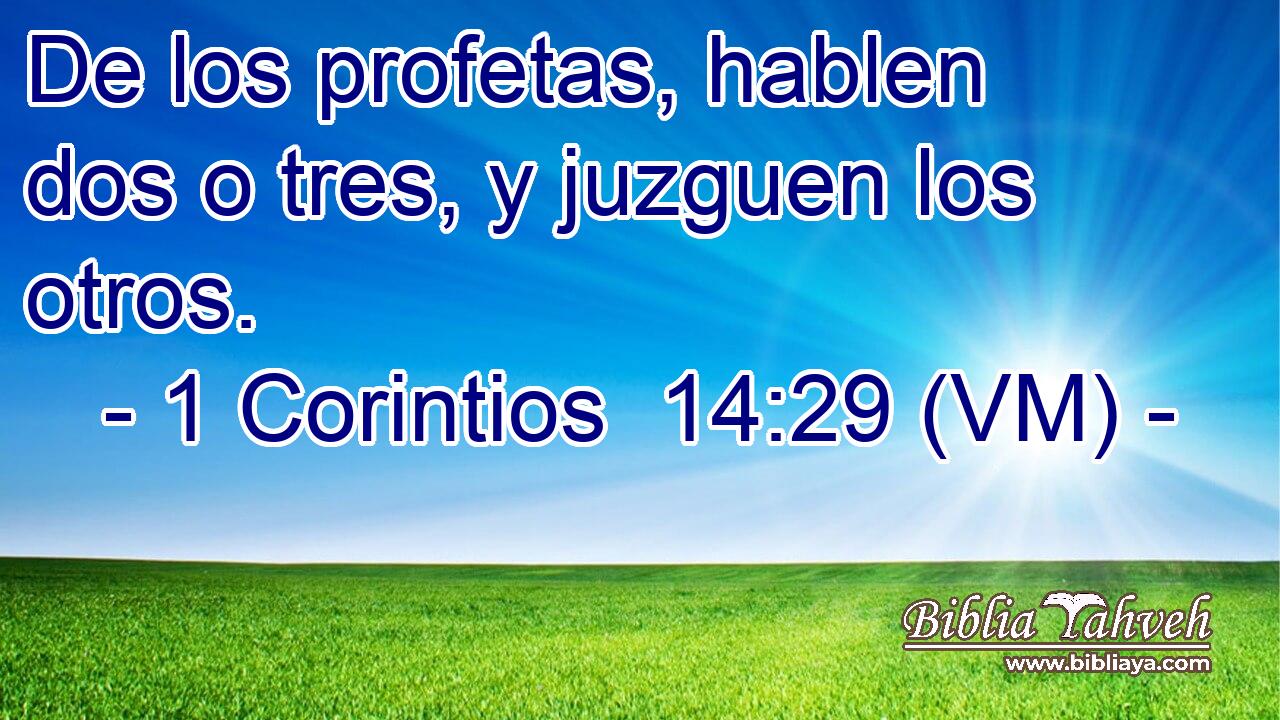  De los profetas, hablen dos o tres, y juzguen los otros. 