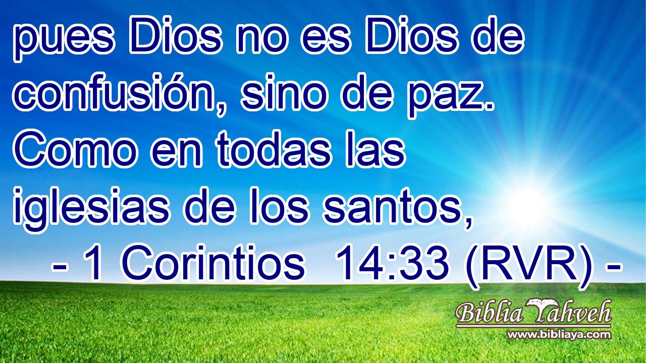 pues Dios no es Dios de confusión, sino de paz. Como en todas las iglesias de los santos,