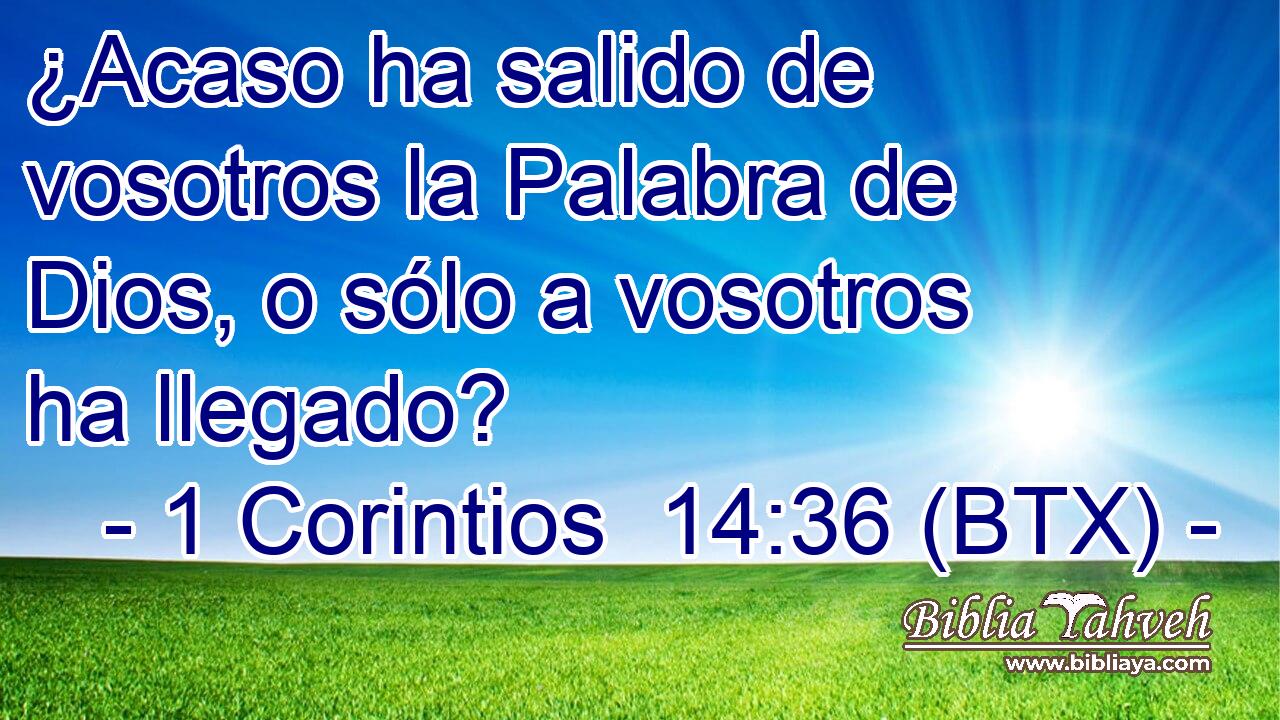 ¿Acaso ha salido de vosotros la Palabra de Dios, o sólo a vosotros ha llegado?