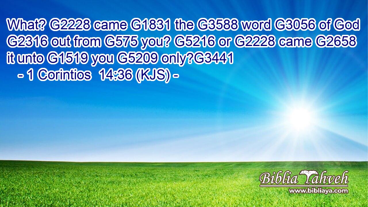What? G2228 came G1831 the G3588 word G3056 of God G2316 out from G575 you? G5216 or G2228 came G2658 it unto G1519 you G5209 only?G3441