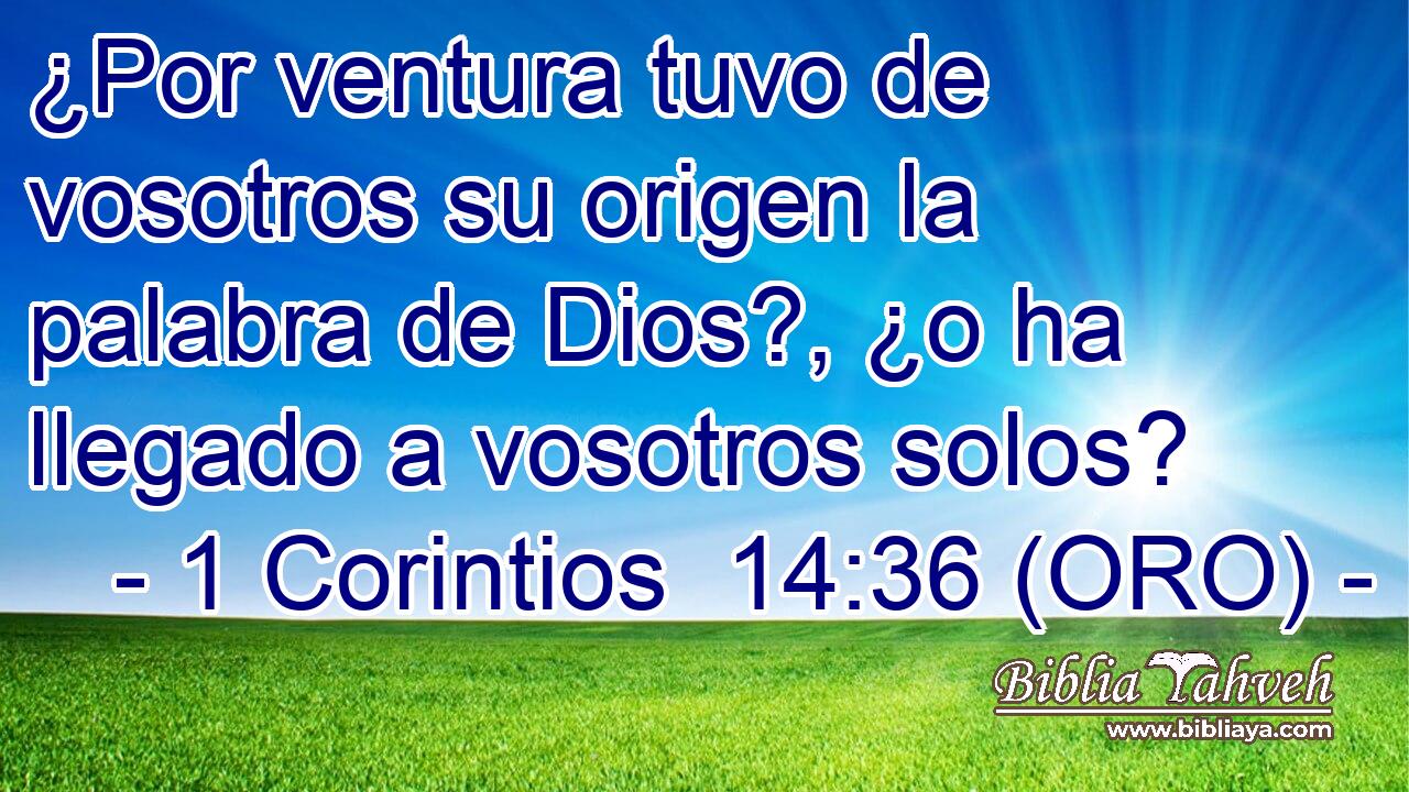  ¿Por ventura tuvo de vosotros su origen la palabra de Dios?, ¿o ha llegado a vosotros solos? 