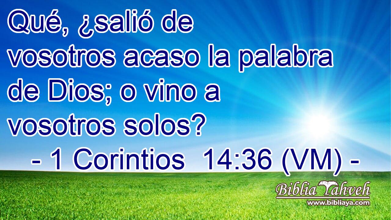  Qué, ¿salió de vosotros acaso la palabra de Dios; o vino a vosotros solos? 