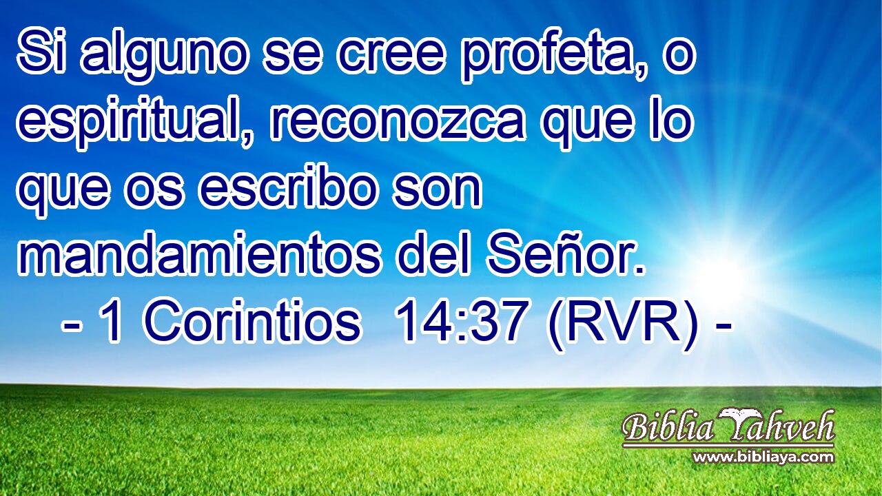 Si alguno se cree profeta, o espiritual, reconozca que lo que os escribo son mandamientos del Señor.