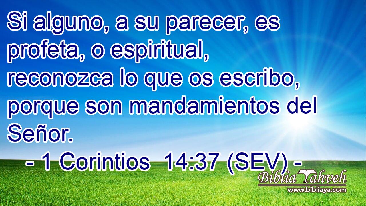 Si alguno, a su parecer, es profeta, o espiritual, reconozca lo que os escribo, porque son mandamientos del Señor.