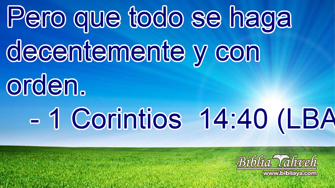 Pero que todo se haga decentemente y con orden.