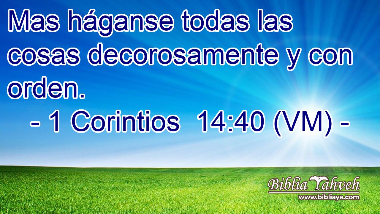  Mas háganse todas las cosas decorosamente y con orden. 