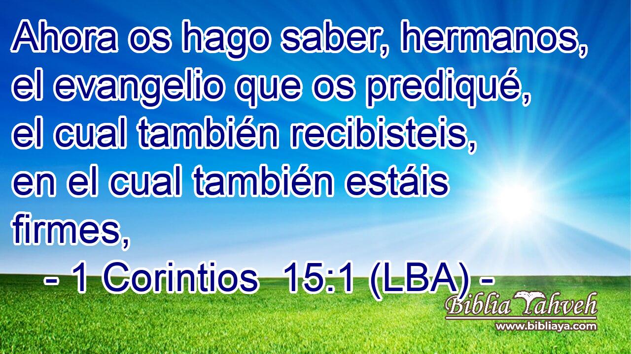 Ahora os hago saber, hermanos, el evangelio que os prediqué, el cual también recibisteis, en el cual también estáis firmes,