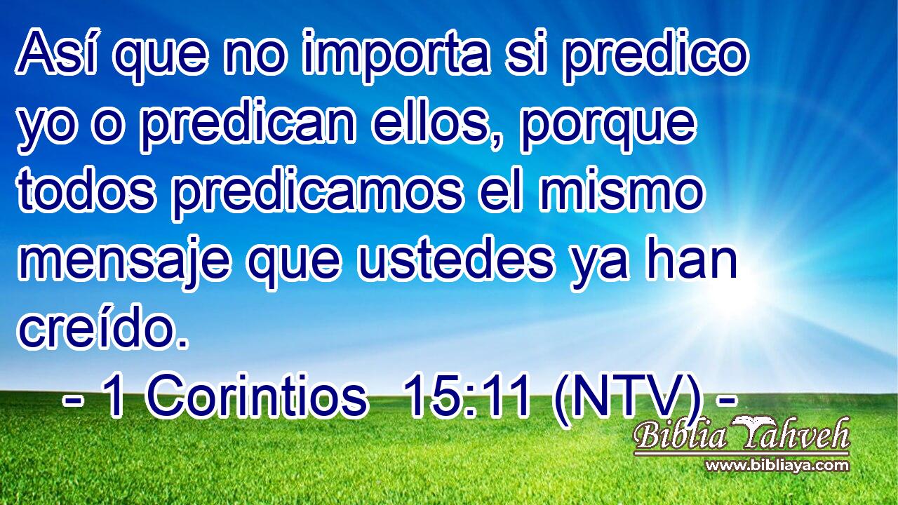 Así que no importa si predico yo o predican ellos, porque todos predicamos el mismo mensaje que ustedes ya han creído.