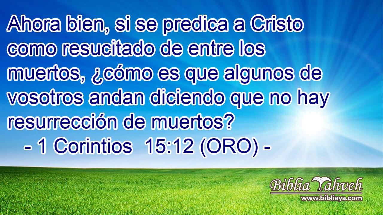  Ahora bien, si se predica a Cristo como resucitado de entre los muertos, ¿cómo es que algunos de vosotros andan diciendo que no hay resurrección de muertos? 