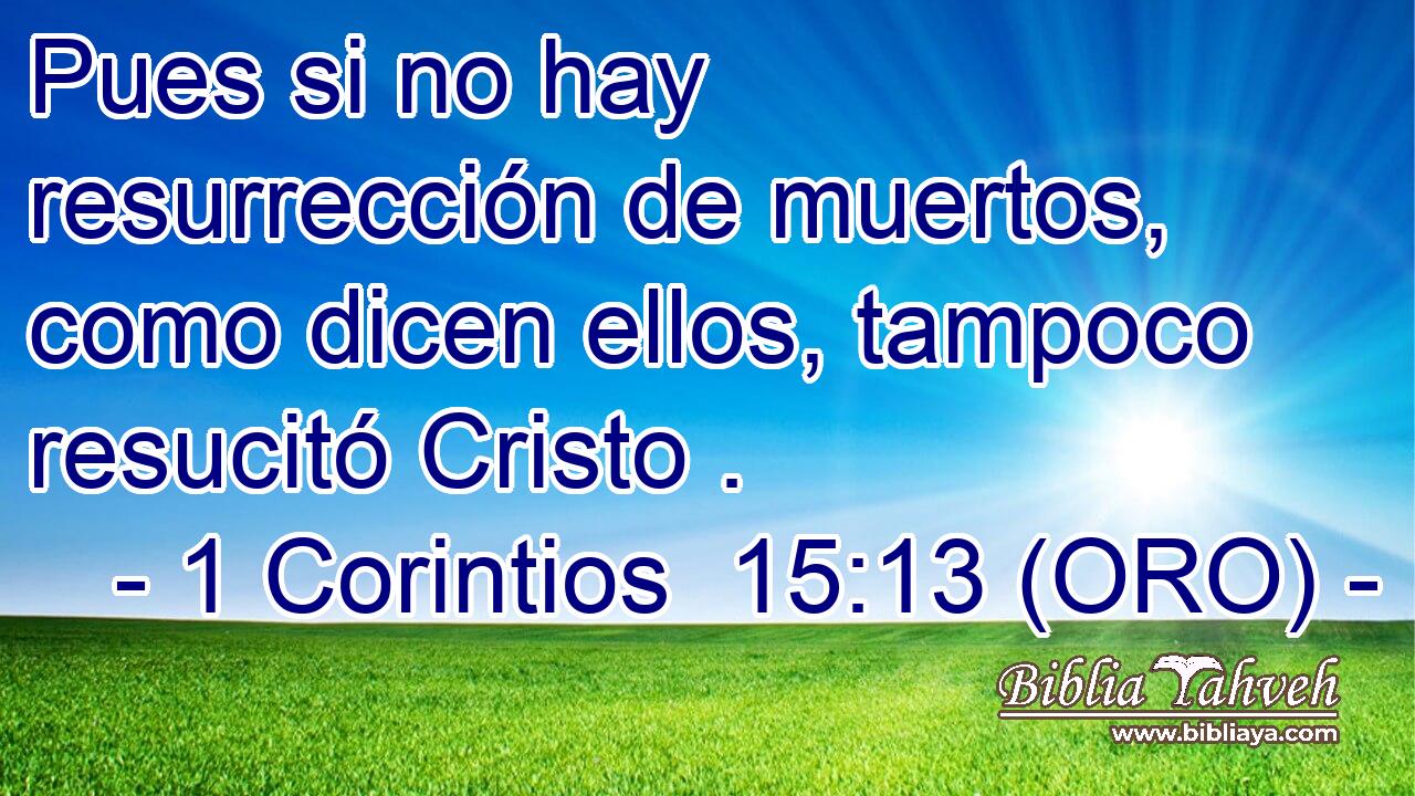 Pues si no hay resurrección de muertos, como dicen ellos, tampoco resucitó Cristo . 