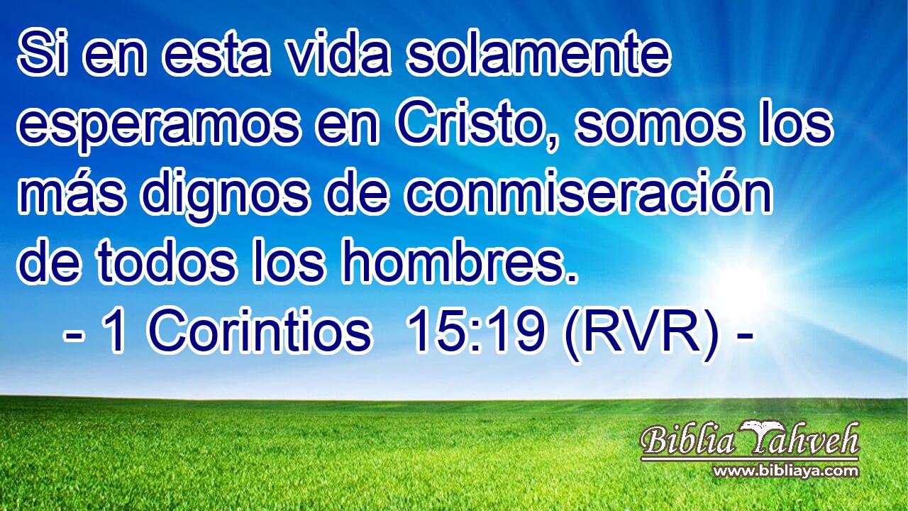 Si en esta vida solamente esperamos en Cristo, somos los más dignos de conmiseración de todos los hombres.