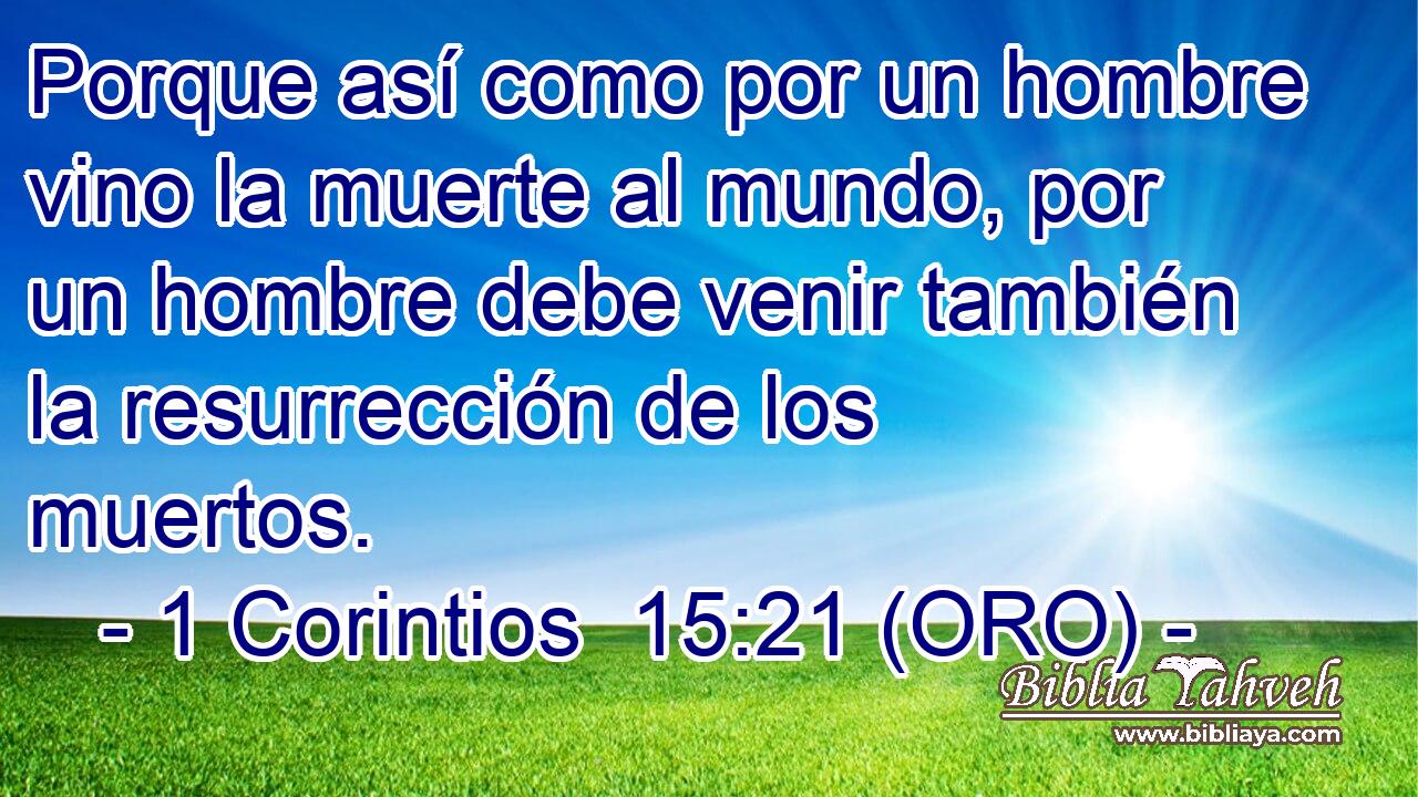  Porque así como por un hombre vino la muerte al mundo, por un hombre debe venir también la resurrección de los muertos. 