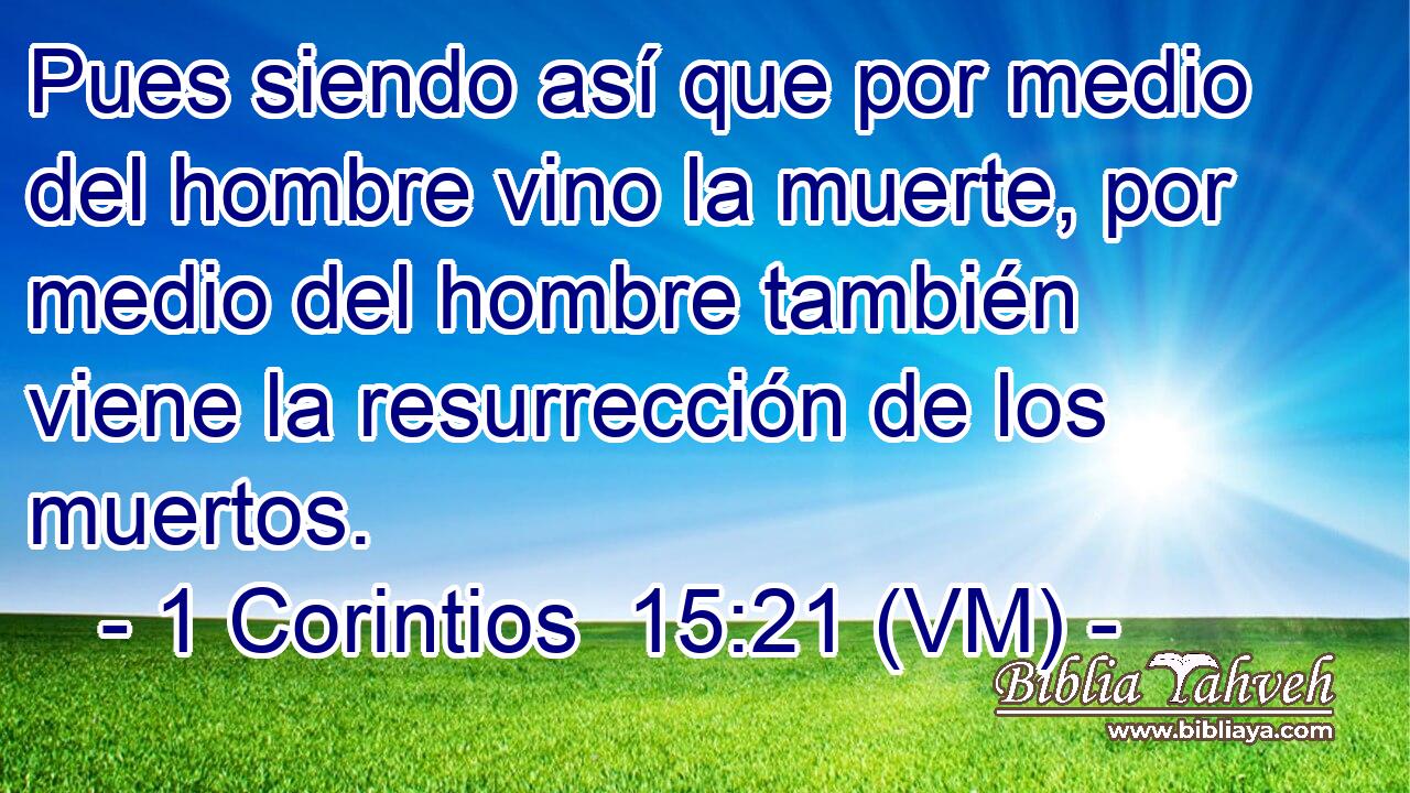  Pues siendo así que por medio del hombre vino la muerte, por medio del hombre también viene la resurrección de los muertos. 