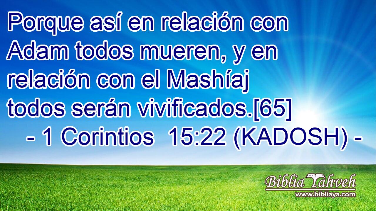  Porque así en relación con Adam todos mueren, y en relación con el Mashíaj todos serán vivificados.[65] 