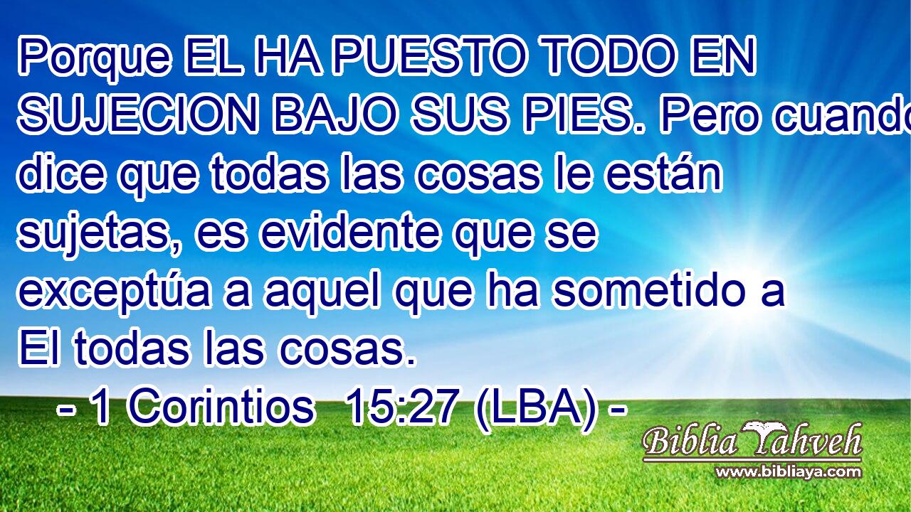 Porque EL HA PUESTO TODO EN SUJECION BAJO SUS PIES. Pero cuando dice que todas las cosas le están sujetas, es evidente que se exceptúa a aquel que ha sometido a El todas las cosas.
