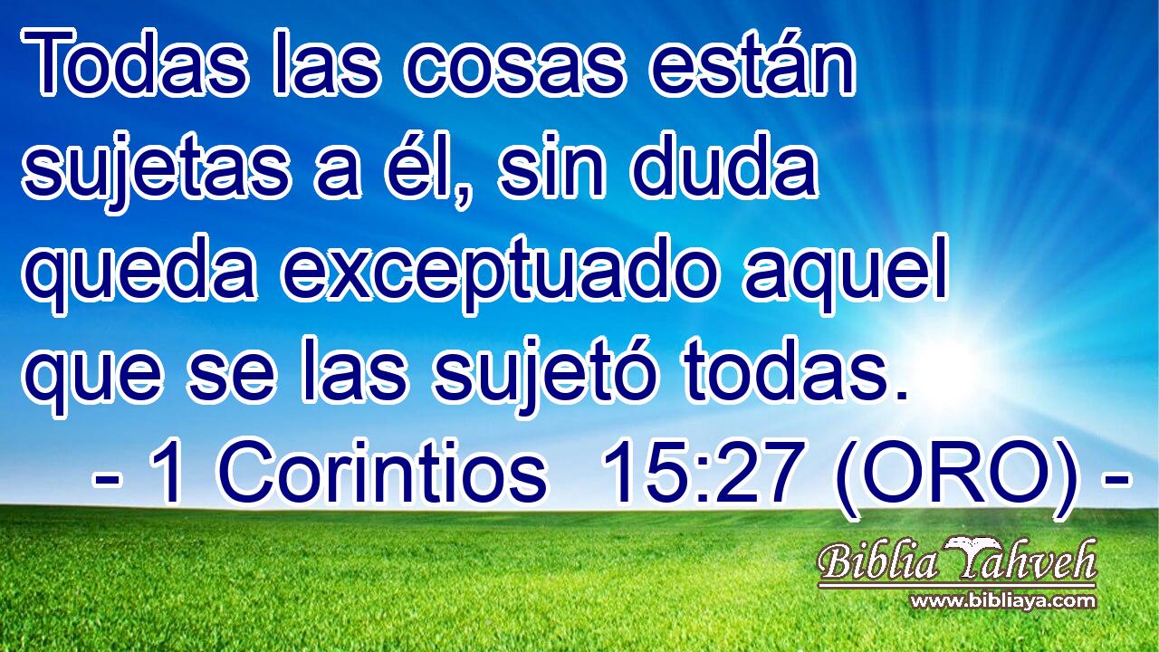  Todas las cosas están sujetas a él, sin duda queda exceptuado aquel que se las sujetó todas. 