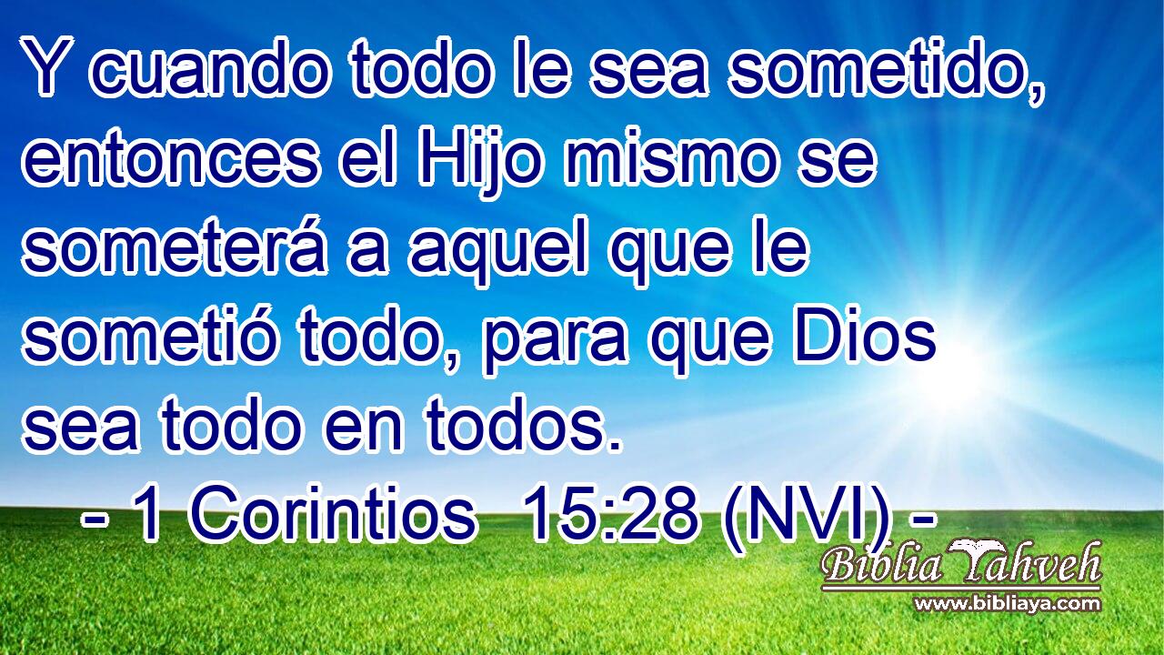  Y cuando todo le sea sometido, entonces el Hijo mismo se someterá a aquel que le sometió todo, para que Dios sea todo en todos. 