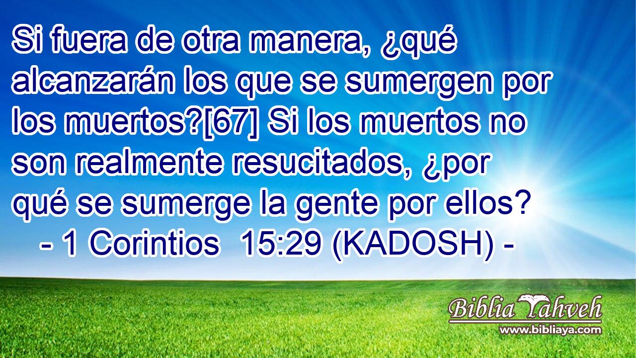  Si fuera de otra manera, ¿qué alcanzarán los que se sumergen por los muertos?[67] Si los muertos no son realmente resucitados, ¿por qué se sumerge la gente por ellos? 