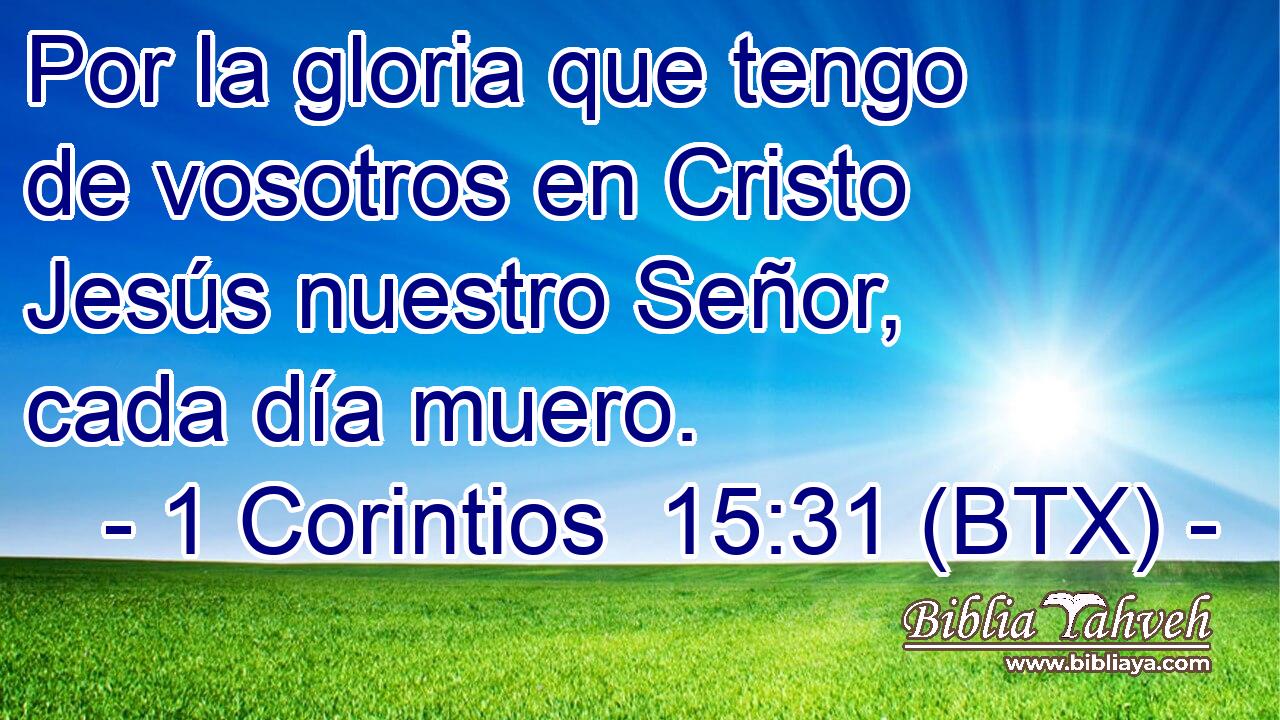 Por la gloria que tengo de vosotros en Cristo Jesús nuestro Señor, cada día muero.