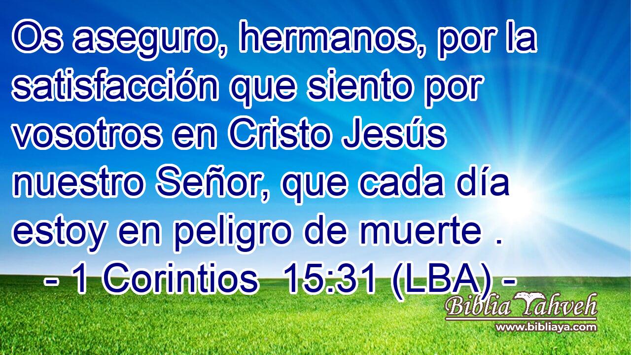 Os aseguro, hermanos, por la satisfacción que siento por vosotros en Cristo Jesús nuestro Señor, que cada día estoy en peligro de muerte .