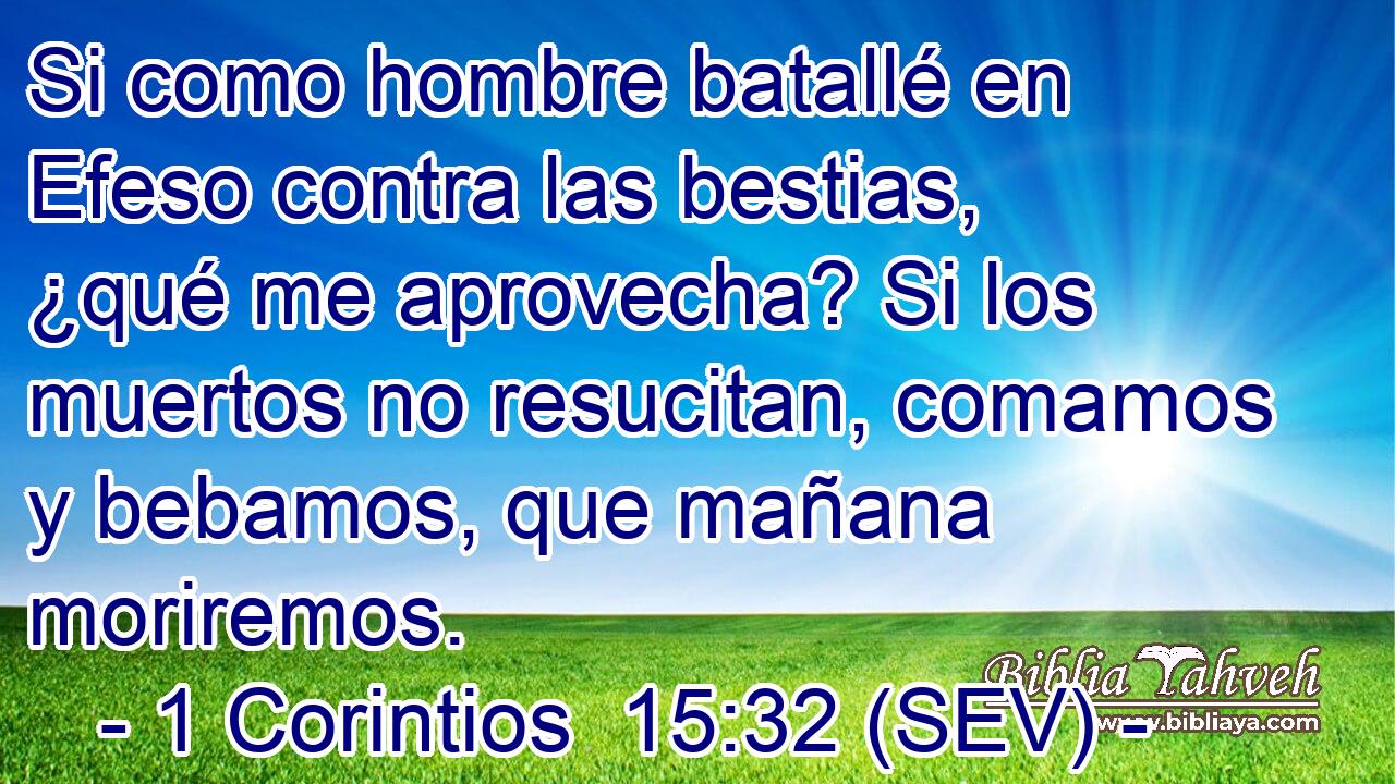 Si como hombre batallé en Efeso contra las bestias, ¿qué me aprovecha? Si los muertos no resucitan, comamos y bebamos, que mañana moriremos.