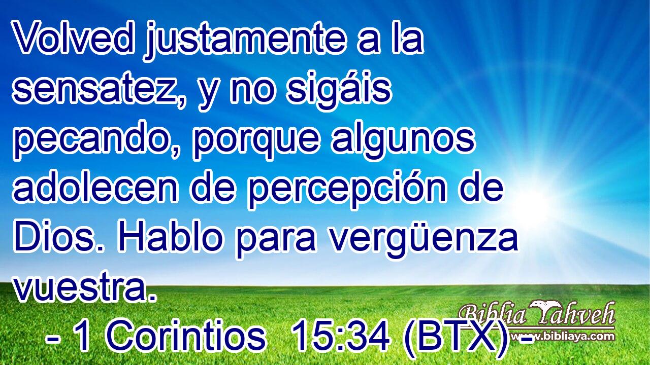 Volved justamente a la sensatez, y no sigáis pecando, porque algunos adolecen de percepción de Dios. Hablo para vergüenza vuestra.