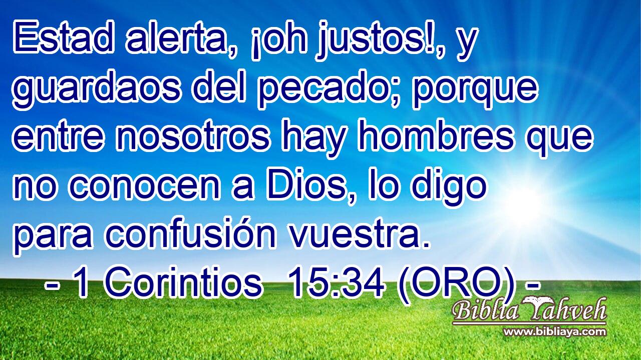  Estad alerta, ¡oh justos!, y guardaos del pecado; porque entre nosotros hay hombres que no conocen a Dios, lo digo para confusión vuestra.