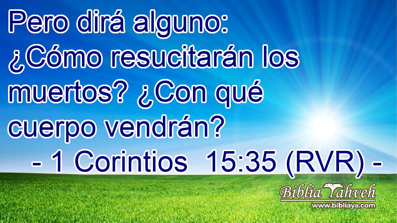 Pero dirá alguno: ¿Cómo resucitarán los muertos? ¿Con qué cuerpo vendrán?
