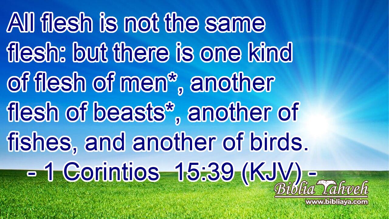 All flesh is not the same flesh: but there is one kind of flesh of men*, another flesh of beasts*, another of fishes, and another of birds.