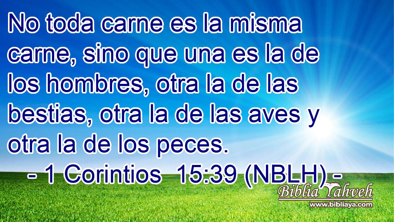  No toda carne es la misma carne, sino que una es la de los hombres, otra la de las bestias, otra la de las aves y otra la de los peces. 