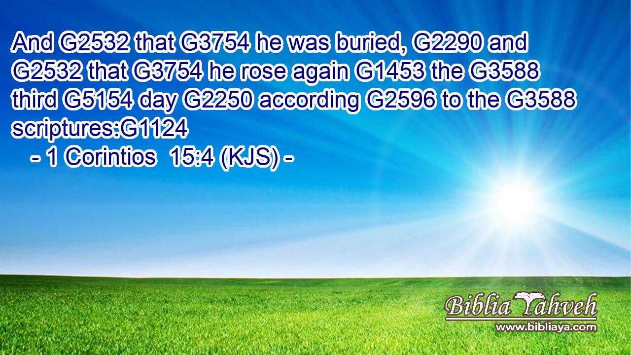 And G2532 that G3754 he was buried, G2290 and G2532 that G3754 he rose again G1453 the G3588 third G5154 day G2250 according G2596 to the G3588 scriptures:G1124