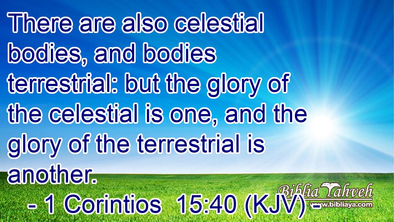 There are also celestial bodies, and bodies terrestrial: but the glory of the celestial is one, and the glory of the terrestrial is another.