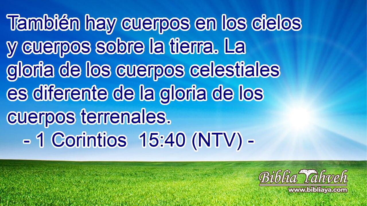 También hay cuerpos en los cielos y cuerpos sobre la tierra. La gloria de los cuerpos celestiales es diferente de la gloria de los cuerpos terrenales.