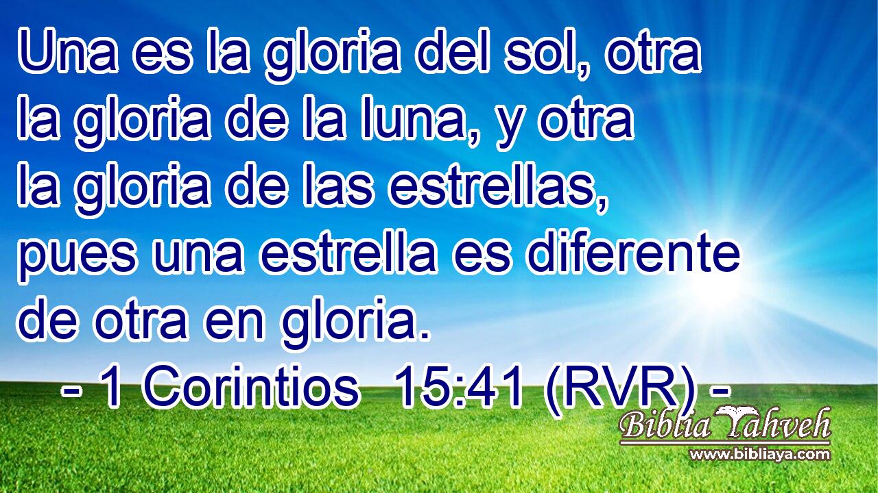 Una es la gloria del sol, otra la gloria de la luna, y otra la gloria de las estrellas, pues una estrella es diferente de otra en gloria.