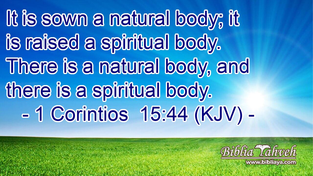 It is sown a natural body; it is raised a spiritual body. There is a natural body, and there is a spiritual body.