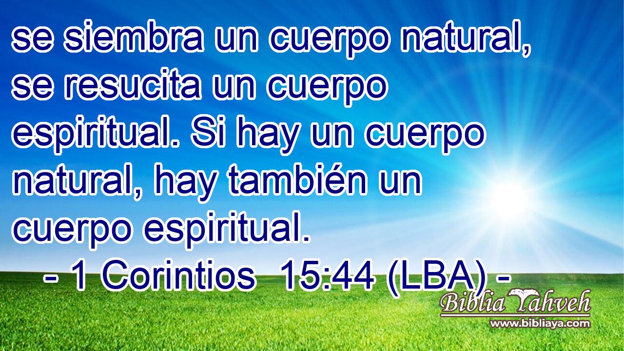se siembra un cuerpo natural, se resucita un cuerpo espiritual. Si hay un cuerpo natural, hay también un cuerpo espiritual.