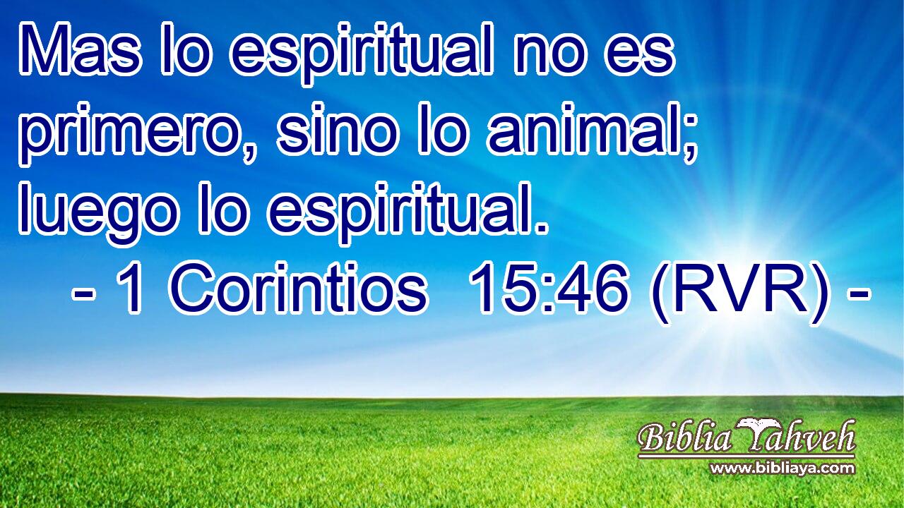 Mas lo espiritual no es primero, sino lo animal; luego lo espiritual.