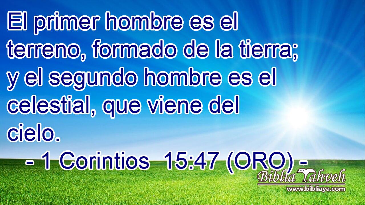  El primer hombre es el terreno, formado de la tierra; y el segundo hombre es el celestial, que viene del cielo. 