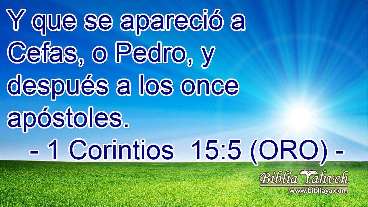  Y que se apareció a Cefas, o Pedro, y después a los once apóstoles. 