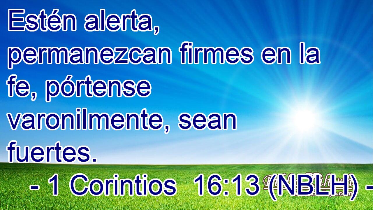  Estén alerta, permanezcan firmes en la fe, pórtense varonilmente, sean fuertes. 