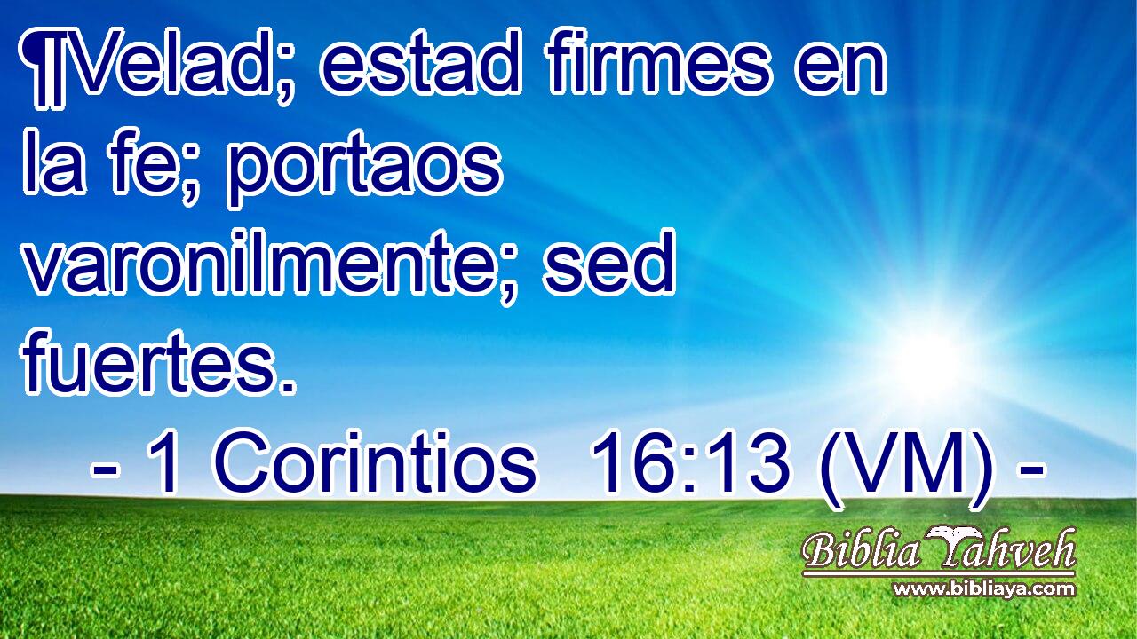  ¶Velad; estad firmes en la fe; portaos varonilmente; sed fuertes. 