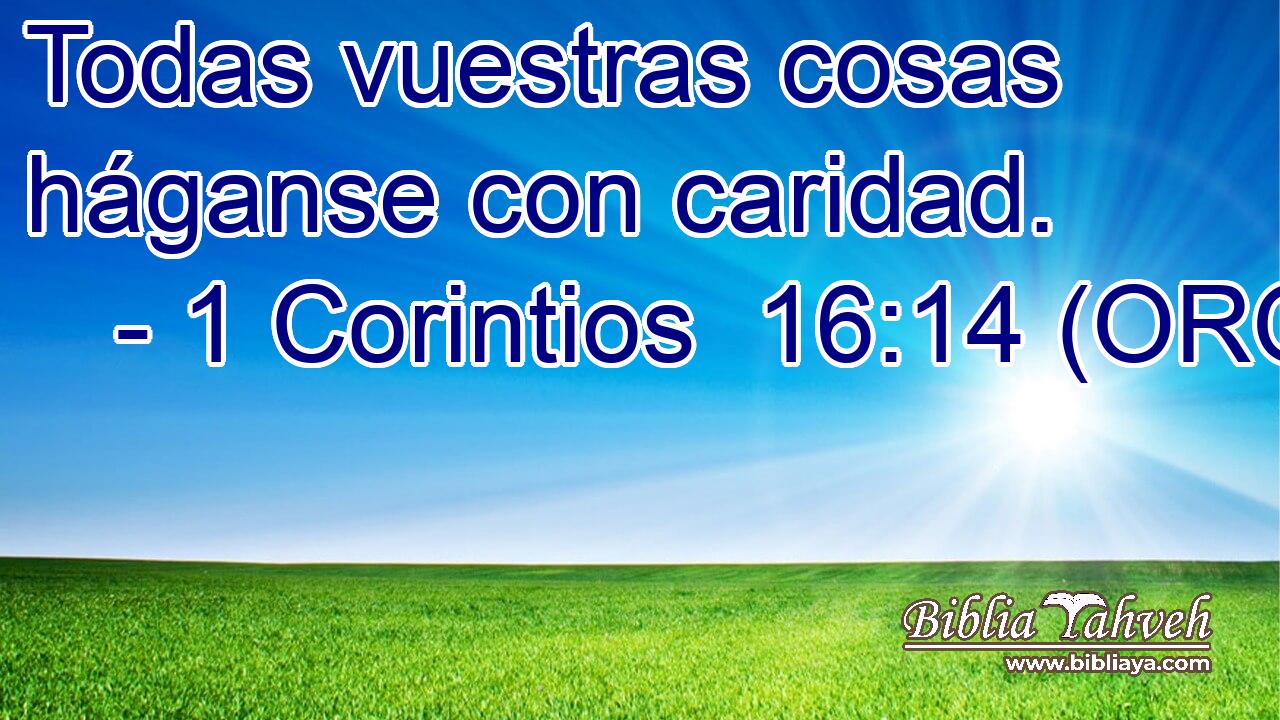  Todas vuestras cosas háganse con caridad. 