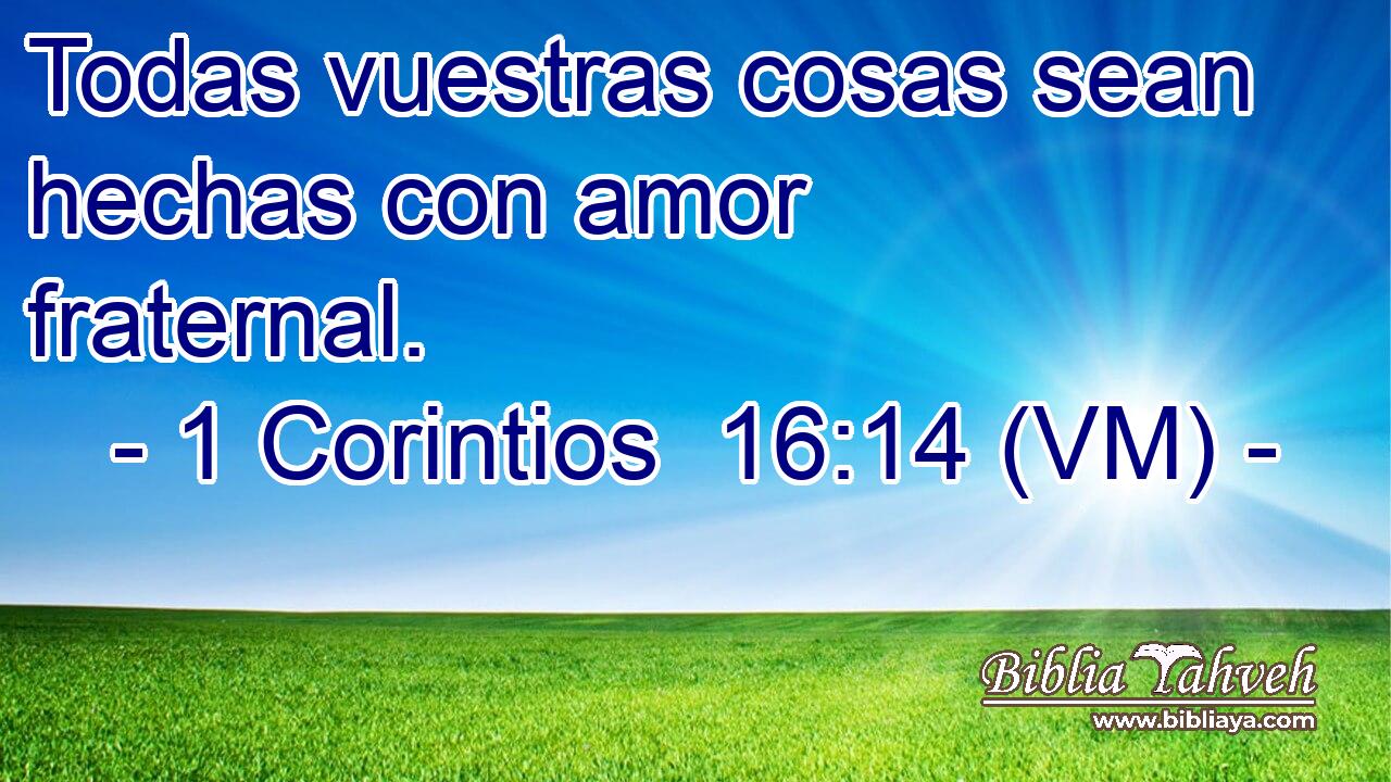  Todas vuestras cosas sean hechas con amor fraternal. 