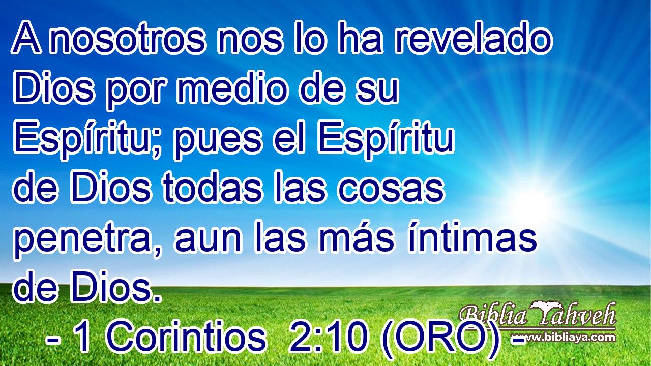  A nosotros nos lo ha revelado Dios por medio de su Espíritu; pues el Espíritu de Dios todas las cosas penetra, aun las más íntimas de Dios. 