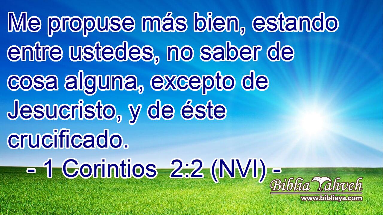  Me propuse más bien, estando entre ustedes, no saber de cosa alguna, excepto de Jesucristo, y de éste crucificado. 