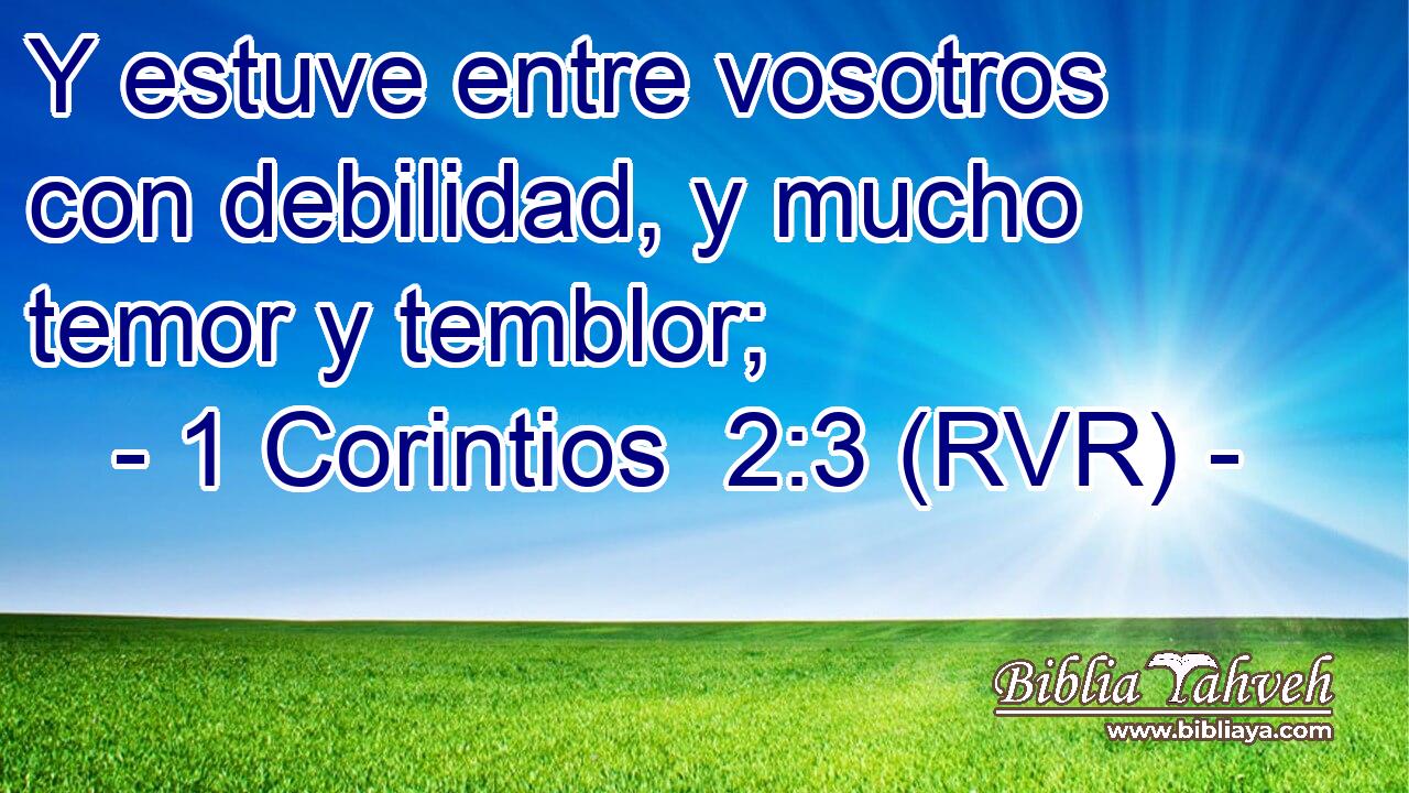 Y estuve entre vosotros con debilidad, y mucho temor y temblor;