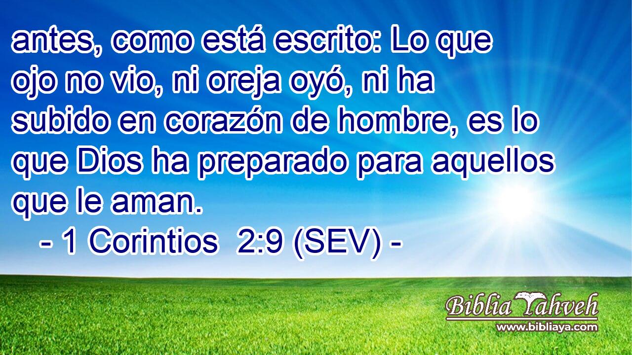 antes, como está escrito: Lo que ojo no vio, ni oreja oyó, ni ha subido en corazón de hombre, es lo que Dios ha preparado para aquellos que le aman.